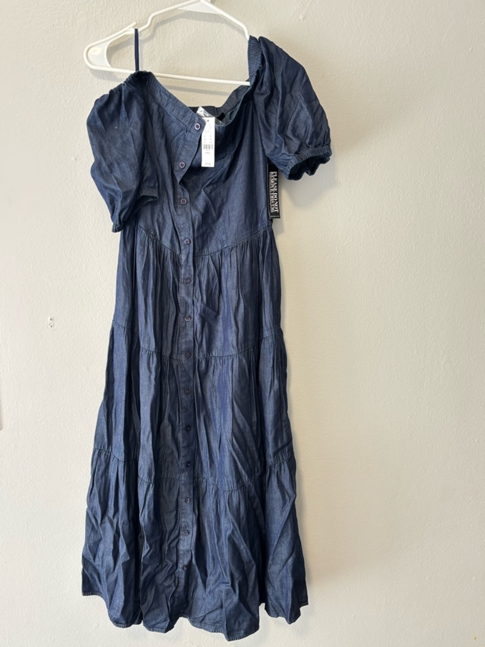 New York & Company Indigo Button-Front Dress